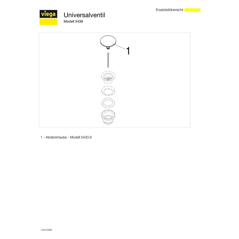 Viega Schaftventil 5438, G 1 1/4" x 63mm, Messing verchromt, nicht verschließbar... VIEGA-492670 4015211492670 (Abb. 5)