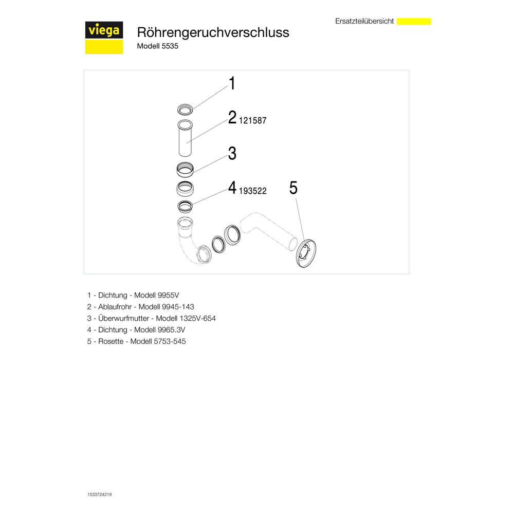 Viega Röhrengeruchverschluss 5535, G 1 1/4" x G 1 1/4", Messing verchromt... VIEGA-103781 4015211103781 (Abb. 4)