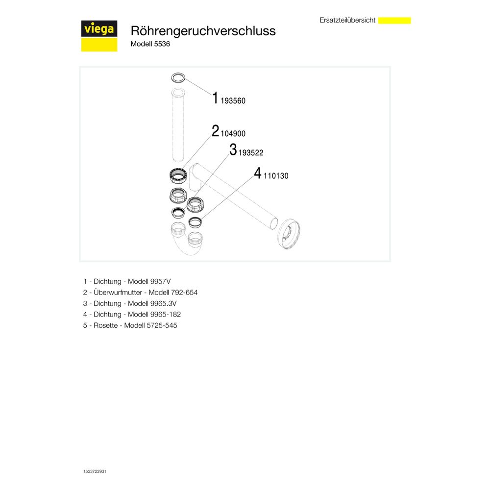 Viega Röhrengeruchverschluss 5536, G 1 1/4" x 40mm, Kunststoff, Weiß... VIEGA-406486 4015211406486 (Abb. 4)