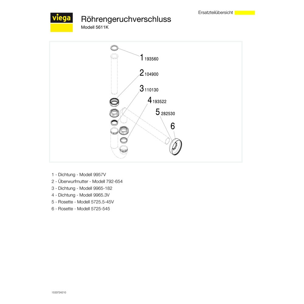 Viega Röhrengeruchverschluss 5611K, G 1 1/4" x 32mm, Kunststoff, Weiß... VIEGA-105952 4015211105952 (Abb. 4)