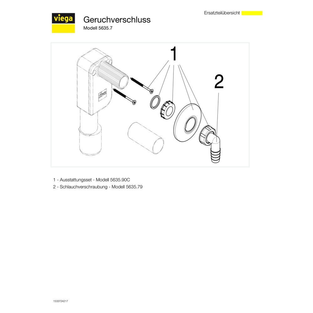Viega Geruchverschluss 5635.7, G 1" x DN 40/50, Kunststoff, Weiß... VIEGA-452452 4015211452452 (Abb. 5)