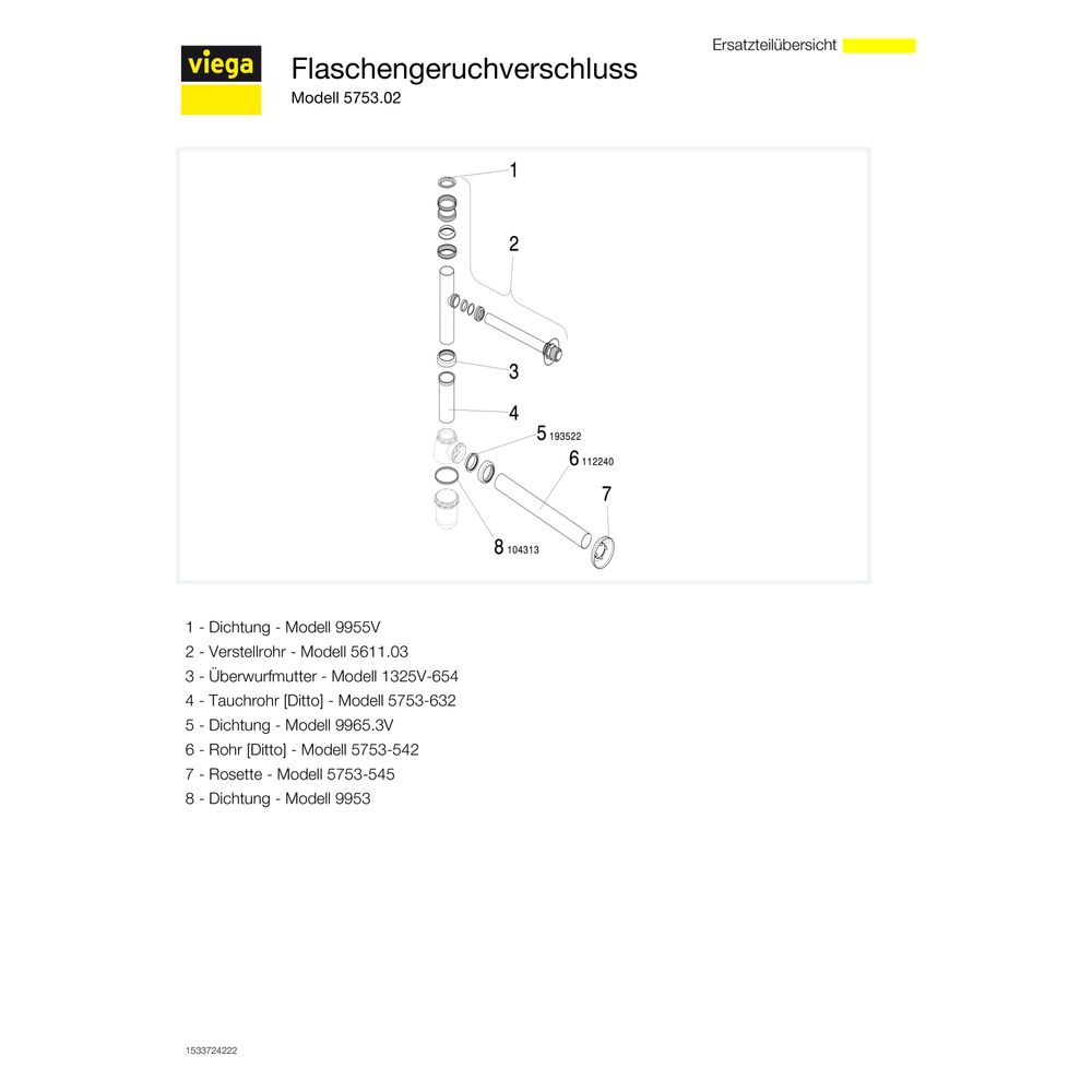 Viega Flaschengeruchverschluss 5753.02, G 1 1/4" x 240mm, Messing verchromt... VIEGA-125455 4015211125455 (Abb. 4)