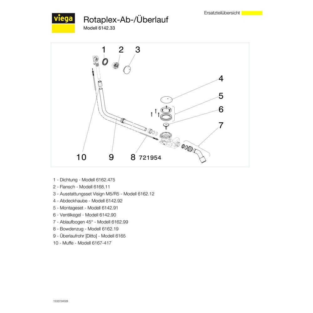 Viega Rotaplex-Ab-/Überlauf Funktionseinheit 9142.33, DN 40/50, Kunststoff, Weiß... VIEGA-574956 4015211574956 (Abb. 5)