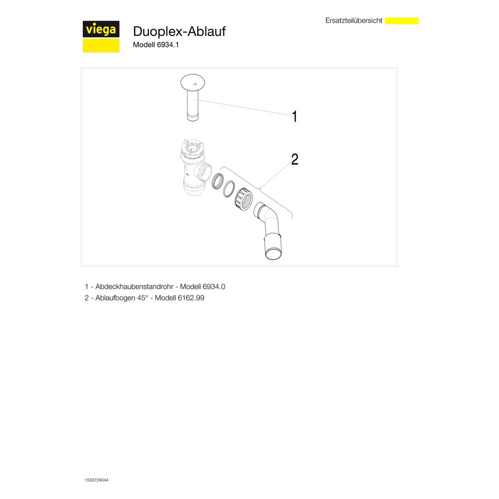 Viega Duoplex Funktionseinheit 6934.1, d. 70mm x DN 40/50, Kunststoff, Weiß... VIEGA-334338 4015211334338 (Abb. 4)
