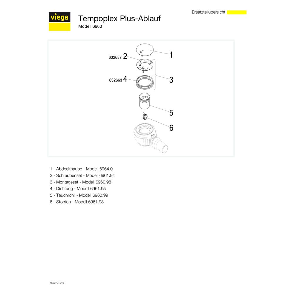 Viega Tempoplex Plus Ablaufgarnitur 6960, 112x50mm, Kunststoff verchromt... VIEGA-578916 4015211578916 (Abb. 4)