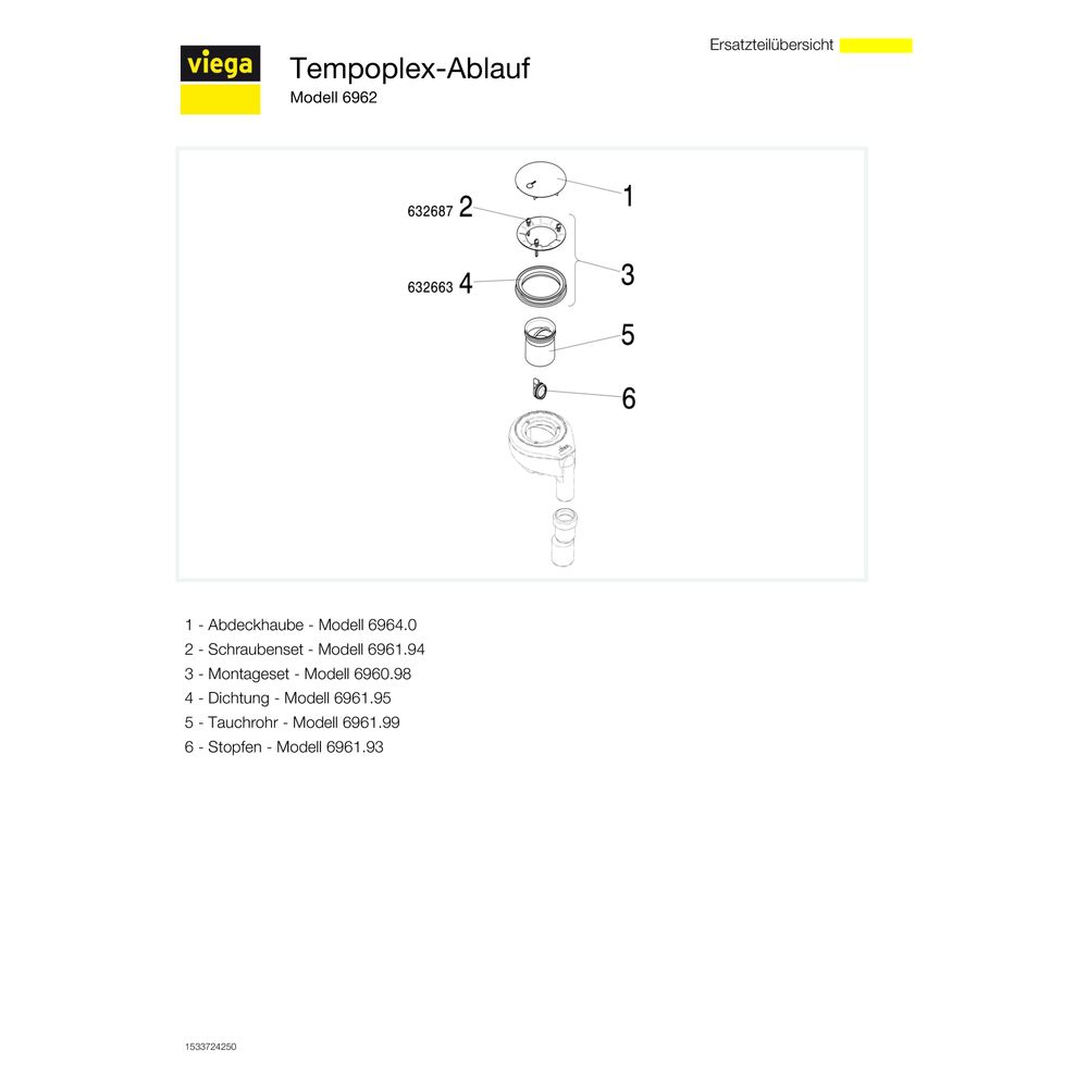 Viega Ablaufgarnitur Tempoplex 6962 in 112mmxDN40/50 Kunststoff verchromt... VIEGA-576455 4015211576455 (Abb. 4)