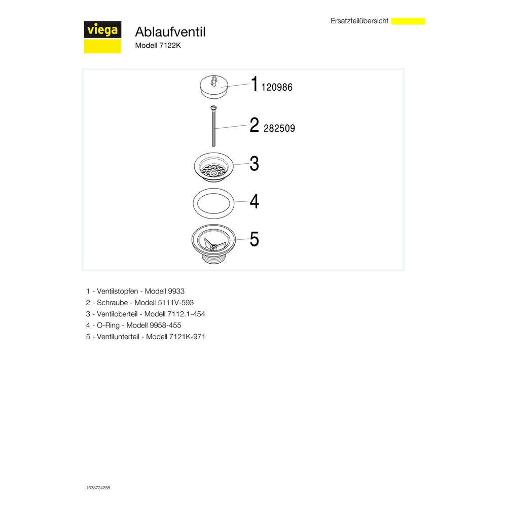 Viega Ablaufventil 7122K, G 1 1/2" x 80mm, Kunststoff, Weiß... VIEGA-109516 4015211109516 (Abb. 3)