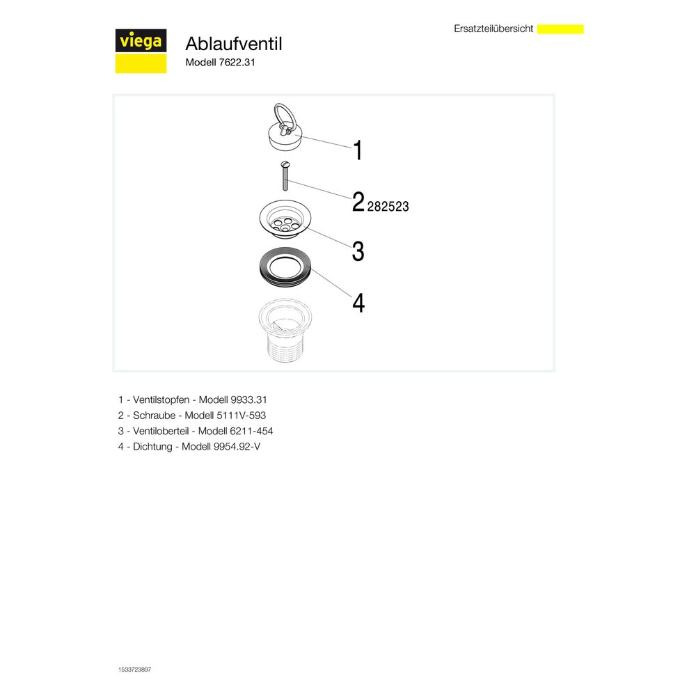 Viega Ablaufventil 7622.31, G 1 1/2" x 70mm, Kunststoff, Weiß... VIEGA-104849 4015211104849 (Abb. 4)