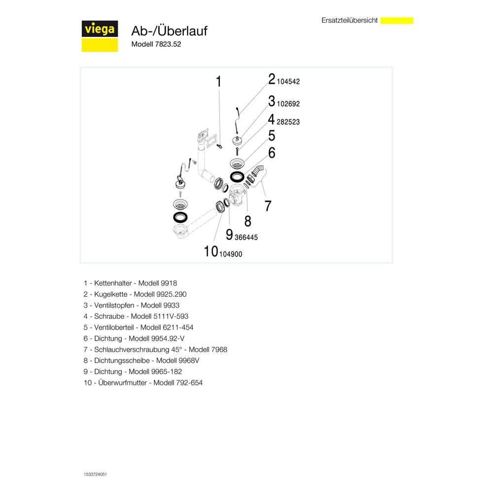 Viega Ab- und Überlaufgarnitur 7823.52, G 1 1/2" x 70mm x 100-270mm, Kunststoff... VIEGA-109509 4015211109509 (Abb. 3)