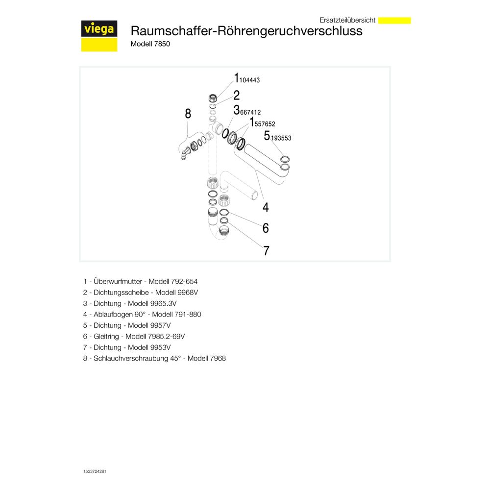 Viega Röhrengeruchverschluss Raumschaffer 7850, G 1 1/2" x40mm, Kunststoff... VIEGA-104429 4015211104429 (Abb. 4)