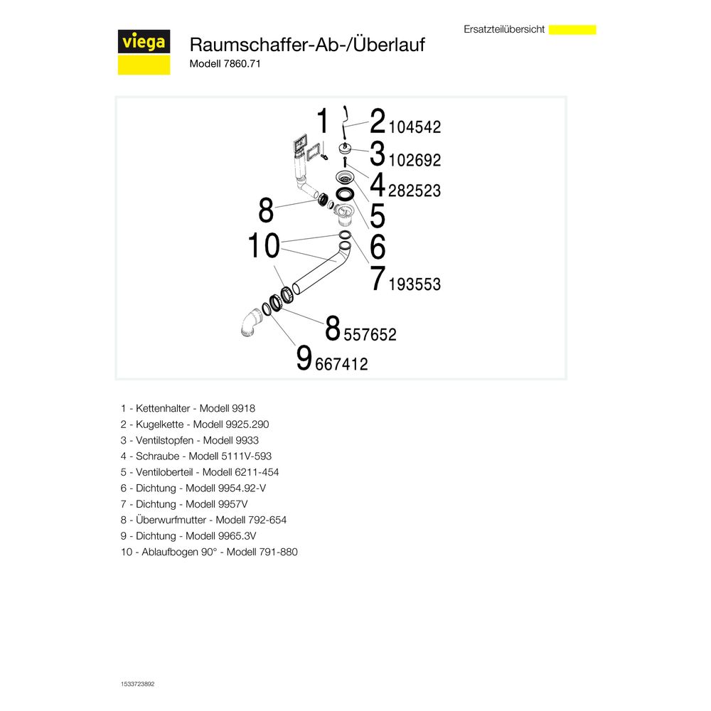 Viega Ab- und Überlaufgarnitur Raumschaffer 7860.71, G 1 1/2" x 70mm x 1 1/2", Kunststoff... VIEGA-113971 4015211113971 (Abb. 4)