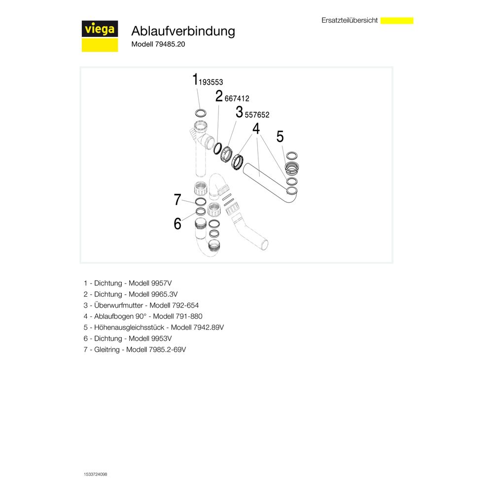 Viega Ablaufverbindung 79485.20, G 1 1/2" x 40mm x 90-310mm, Kunststoff, Weiß... VIEGA-109585 4015211109585 (Abb. 3)