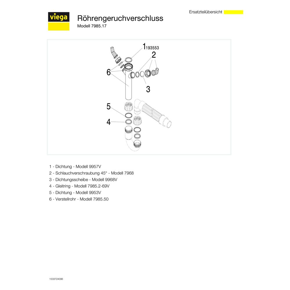 Viega Röhrengeruchverschluss 7985.17, G 1 1/2" x DN 40/50, Kunststoff, Weiß... VIEGA-694159 4015211694159 (Abb. 4)