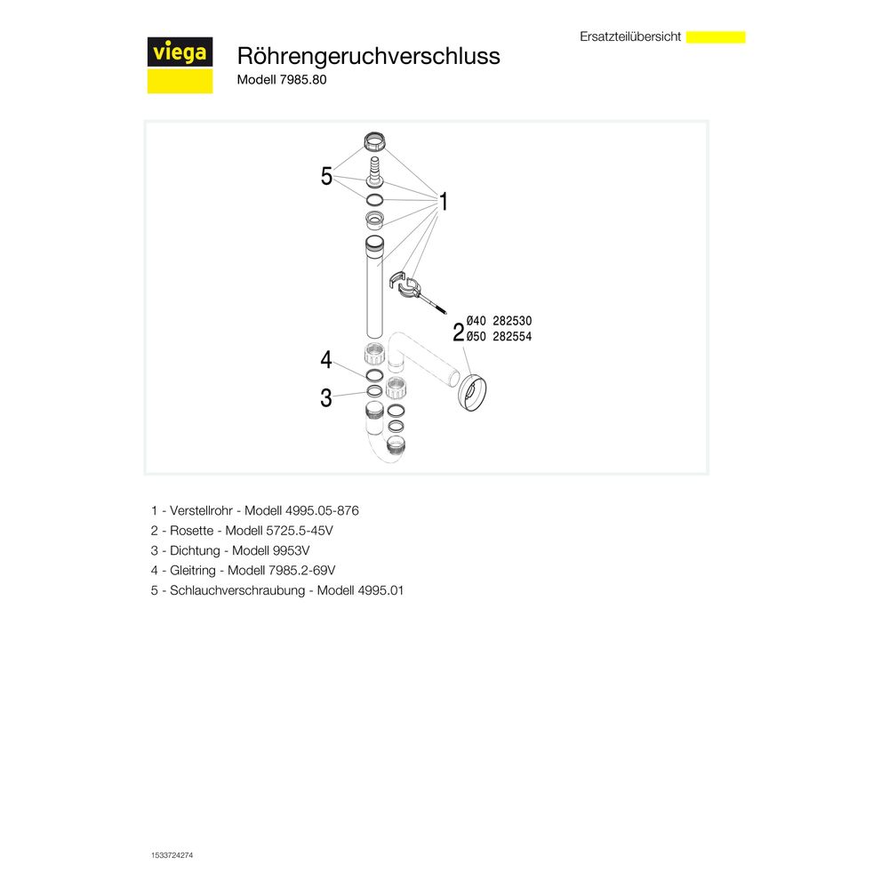 Viega Röhrengeruchverschluss 7985.80, 50mm, Kunststoff, Weiß... VIEGA-102593 4015211102593 (Abb. 4)