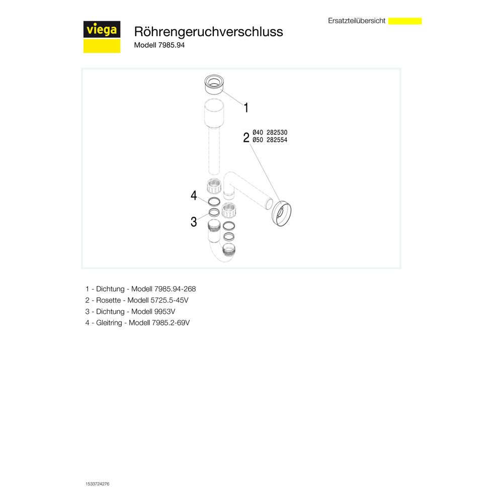 Viega Röhrengeruchverschluss 7985.94, 50x50mm, Kunststoff, Weiß... VIEGA-114640 4015211114640 (Abb. 5)
