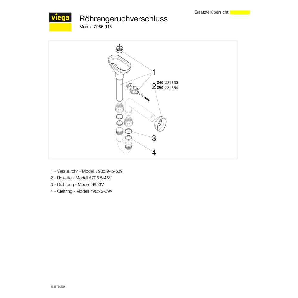 Viega Röhrengeruchverschluss 7985.945, 40mm, Kunststoff, Weiß... VIEGA-111809 4015211111809 (Abb. 3)
