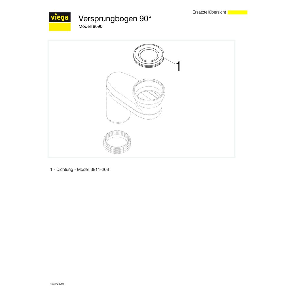 Viega Versprungbogen 90 Grad 8090, DN 100, Versprung 180mm, Kunststoff, Weiß... VIEGA-294885 4015211294885 (Abb. 4)