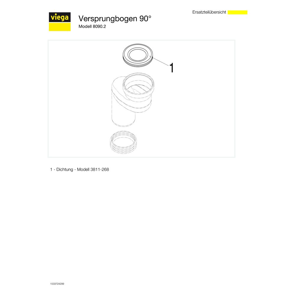 Viega Versprungbogen 90 Grad 8090.2, DN 100, Versprung 90mm, Kunststoff, Weiß... VIEGA-484354 4015211484354 (Abb. 3)