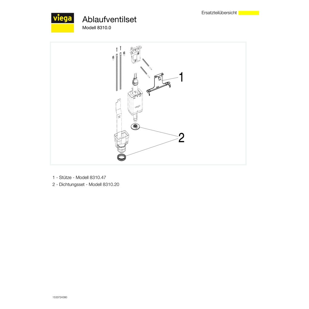 Viega Ablaufventilset Umrüstung 8310.0 für UP-​Spül­kasten 1H/2H , Kunststoff... VIEGA-611224 4015211611224 (Abb. 3)