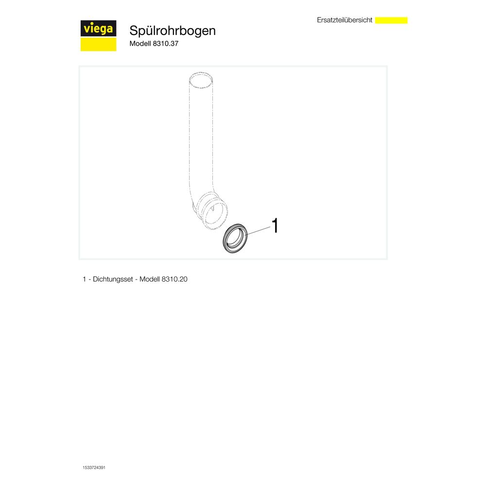 Viega Spülrohrbogen 8310.37, Länge 285mm, Kunststoff, Weiß... VIEGA-407681 4015211407681 (Abb. 3)