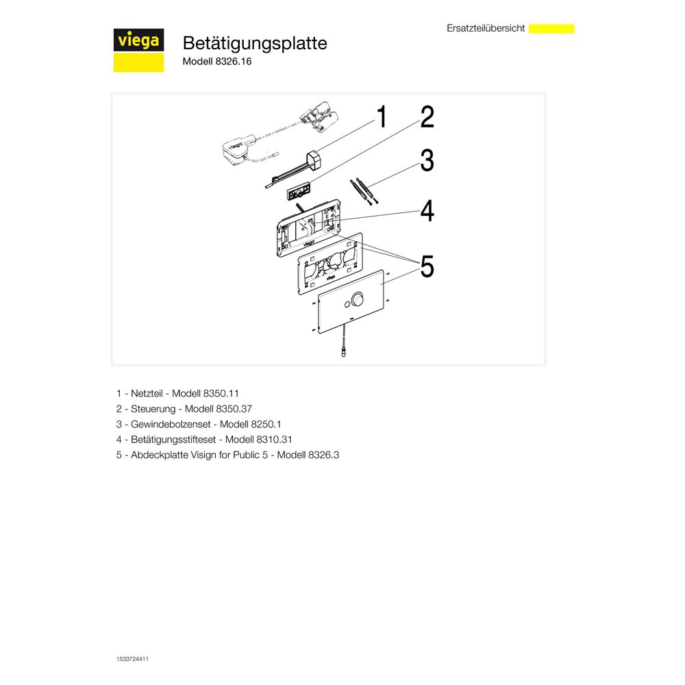 Viega Visign for Public 5 Betätigungsplatte 8326.16, Edelstahl gebürstet... VIEGA-699529 4015211699529 (Abb. 6)