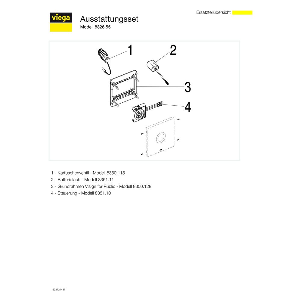 Viega Visign for Public Ausstattungsset 8326.55 für Urinal-Spülsystem, Edelstahl, Weiß-Al... VIEGA-735500 4015211735500 (Abb. 6)