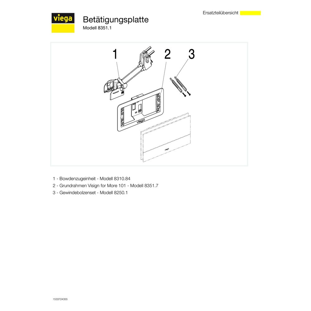Viega Visign for More 101 WC-Betätigungsplatte 8351.1, Glas, Parasol/Schwarz... VIEGA-597429 4015211597429 (Abb. 6)