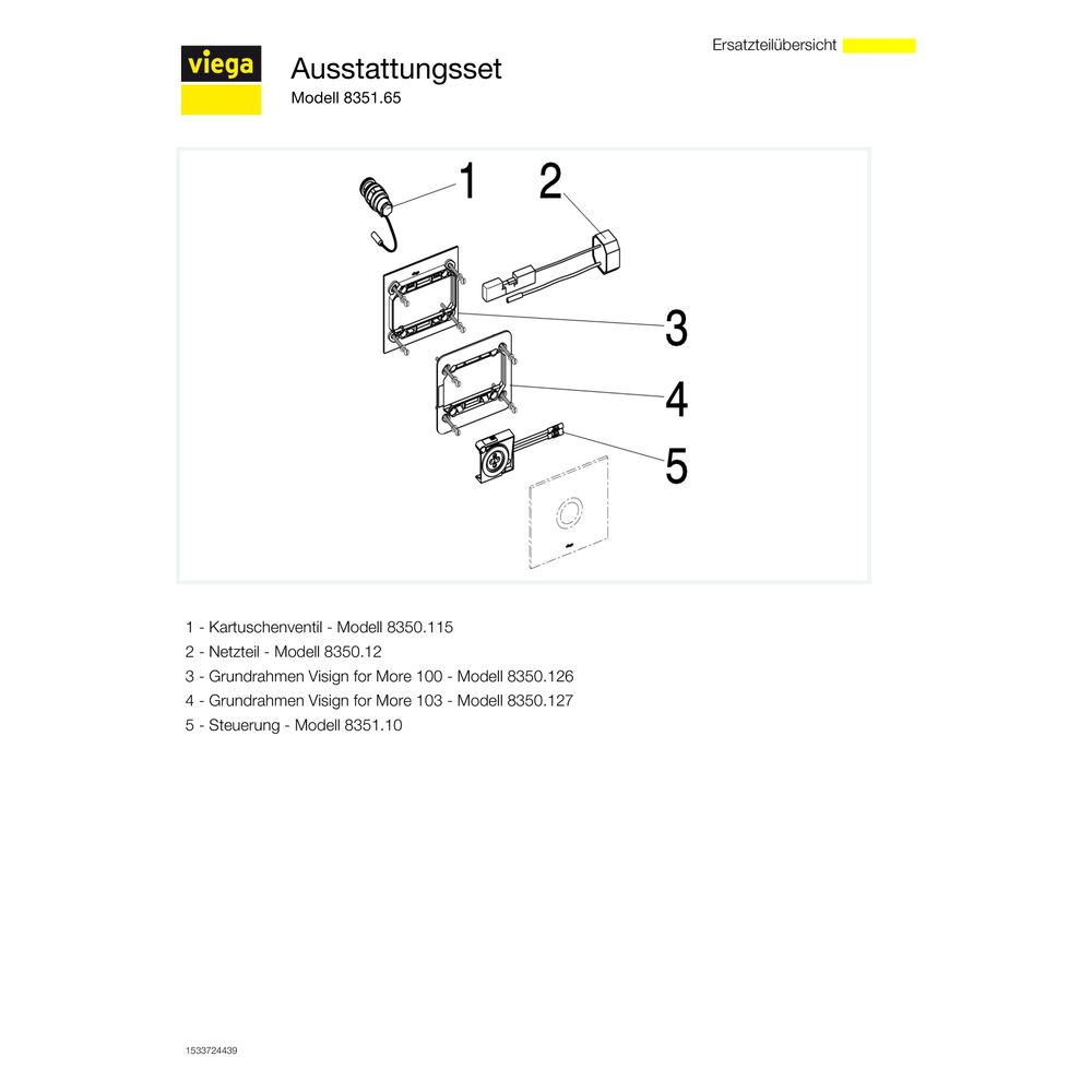 Viega Visign for More Ausstattungsset Metall/Glas 100 8351.65 für Urinal-Spülsystem, 230V... VIEGA-735616 4015211735616 (Abb. 7)