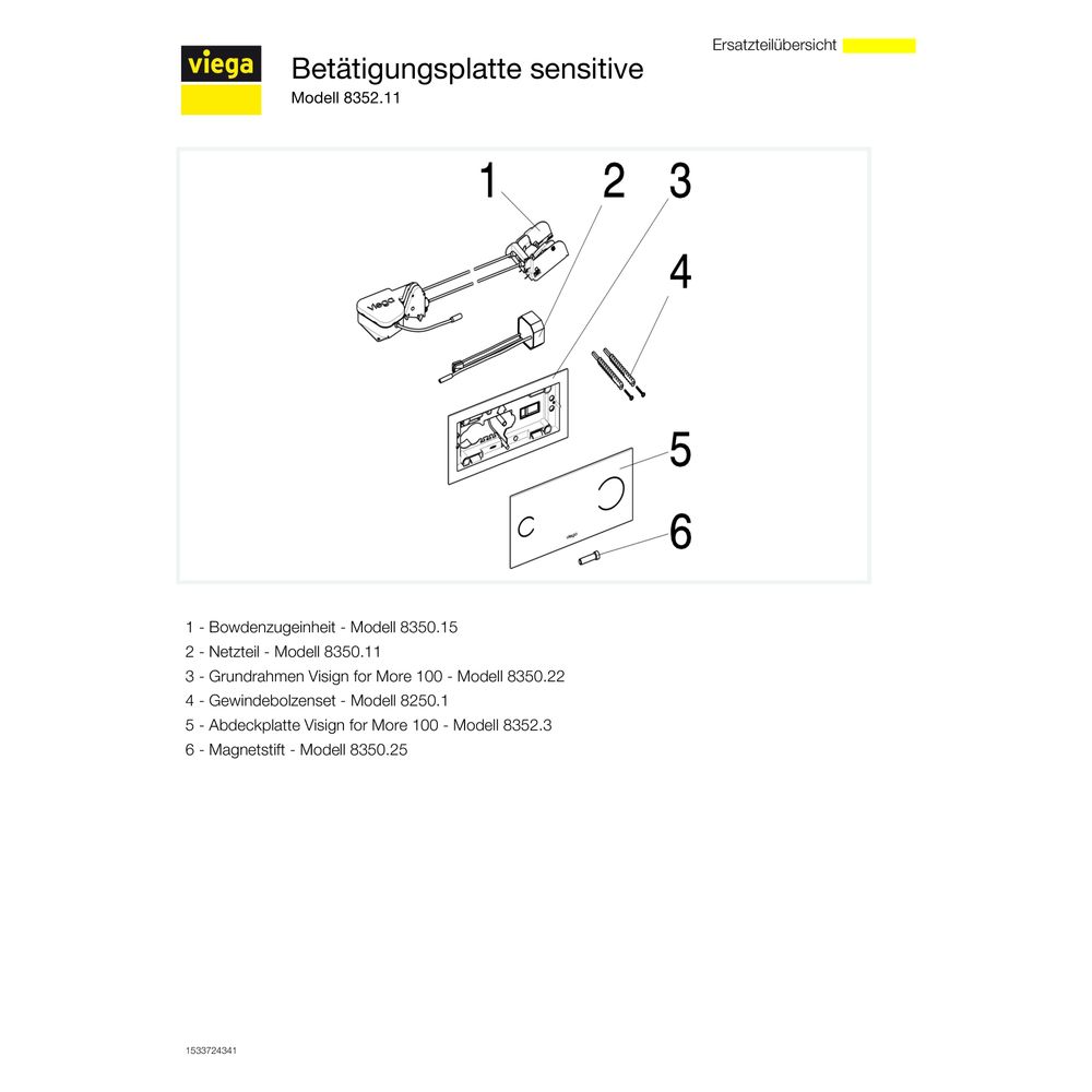 Viega Visign for More 100 sensitive WC-Betätigungsplatte 8352.11, 271 x 140mm, Glas, klar... VIEGA-622671 4015211622671 (Abb. 6)