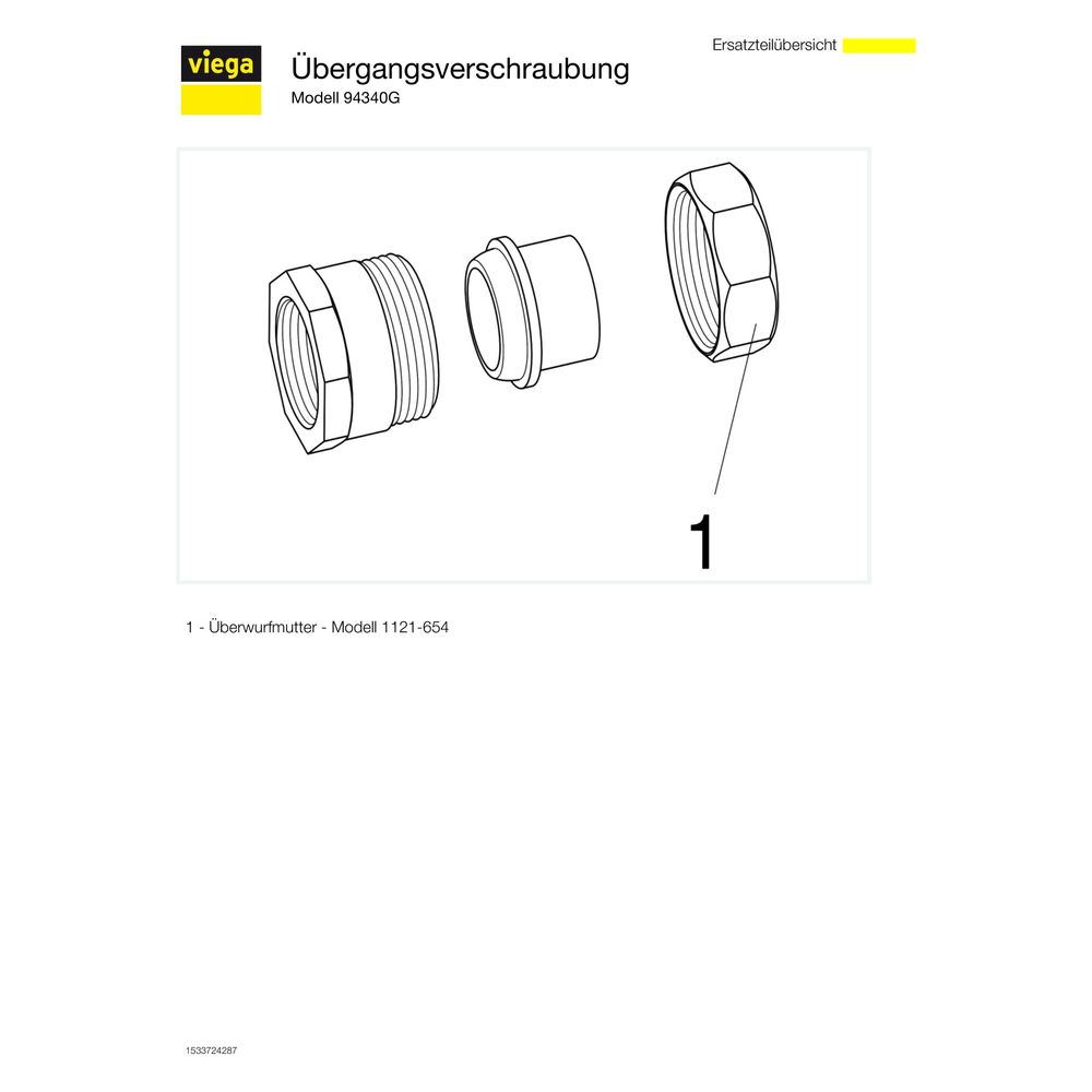 Viega Übergangsverschraubung 94340G konischdichtend, d. 42mm x Rp 1 1/2", Rotguss/Messing... VIEGA-115937 4015211115937 (Abb. 3)