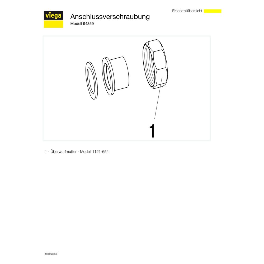 Viega Anschlussverschraubung 94359, flachdichtend, d. 22mm x G 1", Rotguss/Messing... VIEGA-288389 4015211288389 (Abb. 3)