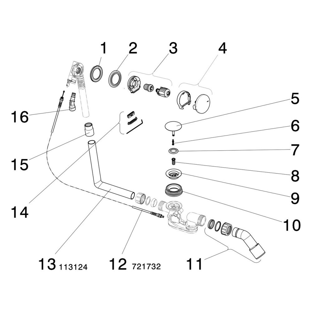 Viega Multiplex Trio Ab- und Überlauf 6161.50, DN 40/50, Bowdenzug-Länge 560mm, Länge/Höh... VIEGA-727734 4015211727734 (Abb. 4)