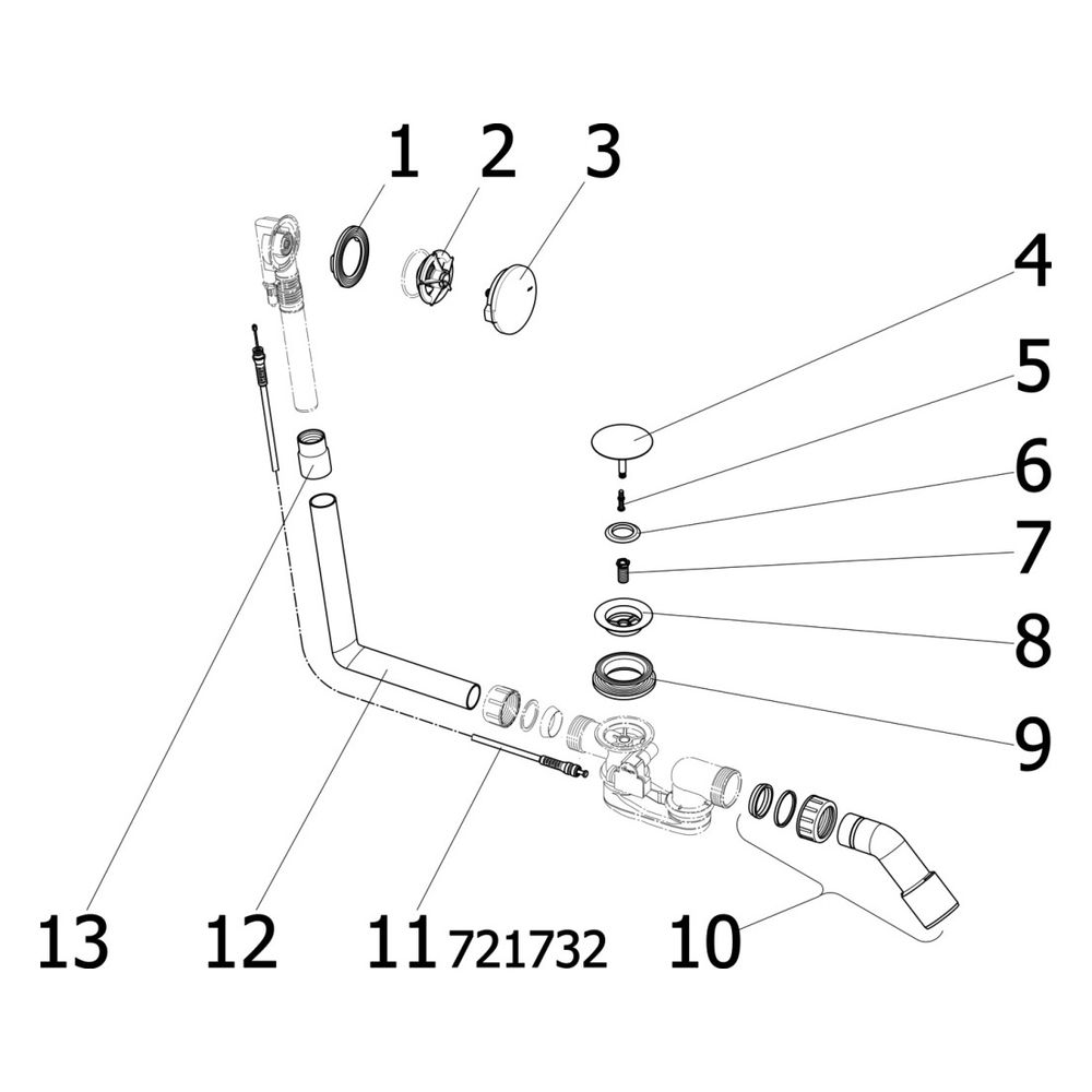 Viega Multiplex Ab- und Überlaufgarnitur 6162.45, DN 40/50, Bowdenzug-Länge 560mm, Länge/... VIEGA-101909 4015211101909 (Abb. 4)