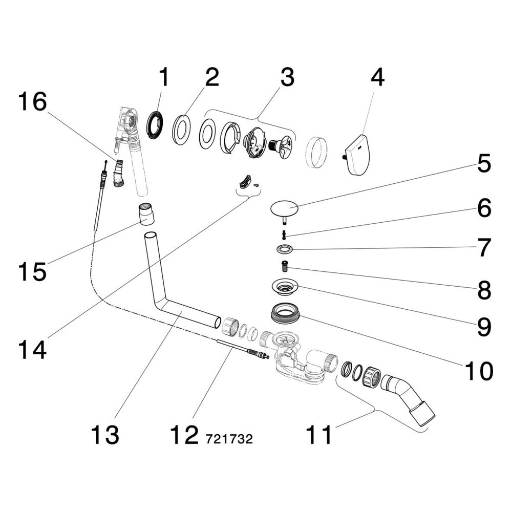 Viega Multiplex Trio Ab- und Überlauf 6170.10, DN 40/50, Bowdenzug-Länge 560mm, Länge/Höh... VIEGA-723347 4015211723347 (Abb. 4)