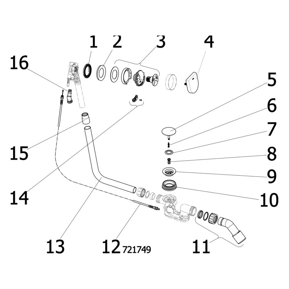 Viega Multiplex Trio Ab- und Überlauf MT9 6170.11, DN 40/50, Bowdenzug-Länge 725mm, Länge... VIEGA-733605 4015211733605 (Abb. 4)