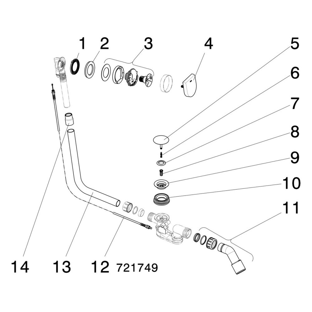 Viega Multiplex Visign M9 Ab- und Überlauf 6171.11, DN 40/50, Bowdenzug-Länge 725mm, Läng... VIEGA-733582 4015211733582 (Abb. 4)