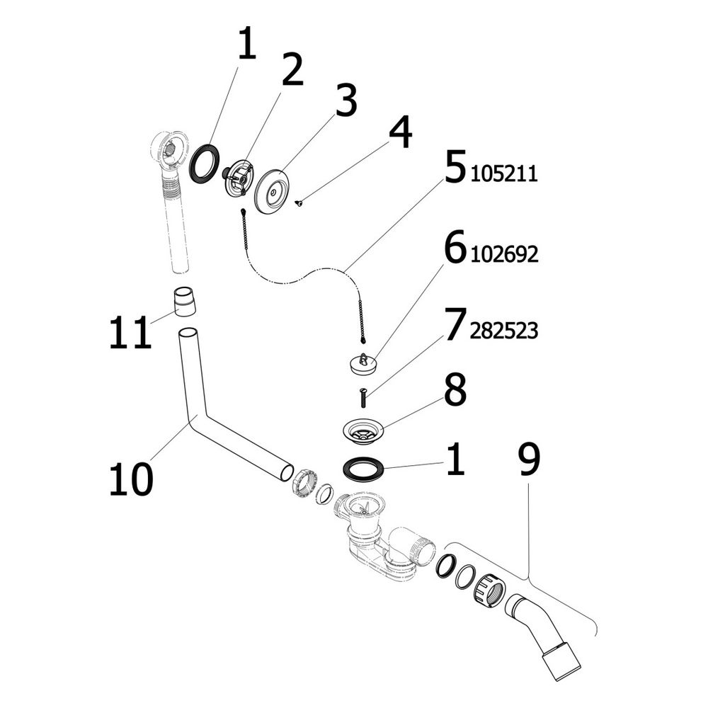Viega Citaplex Ab- und Überlaufgarnitur 6176.45, Ablauf gebogen 45 Grad, DN 40/50, Chromn... VIEGA-101947 4015211101947 (Abb. 4)