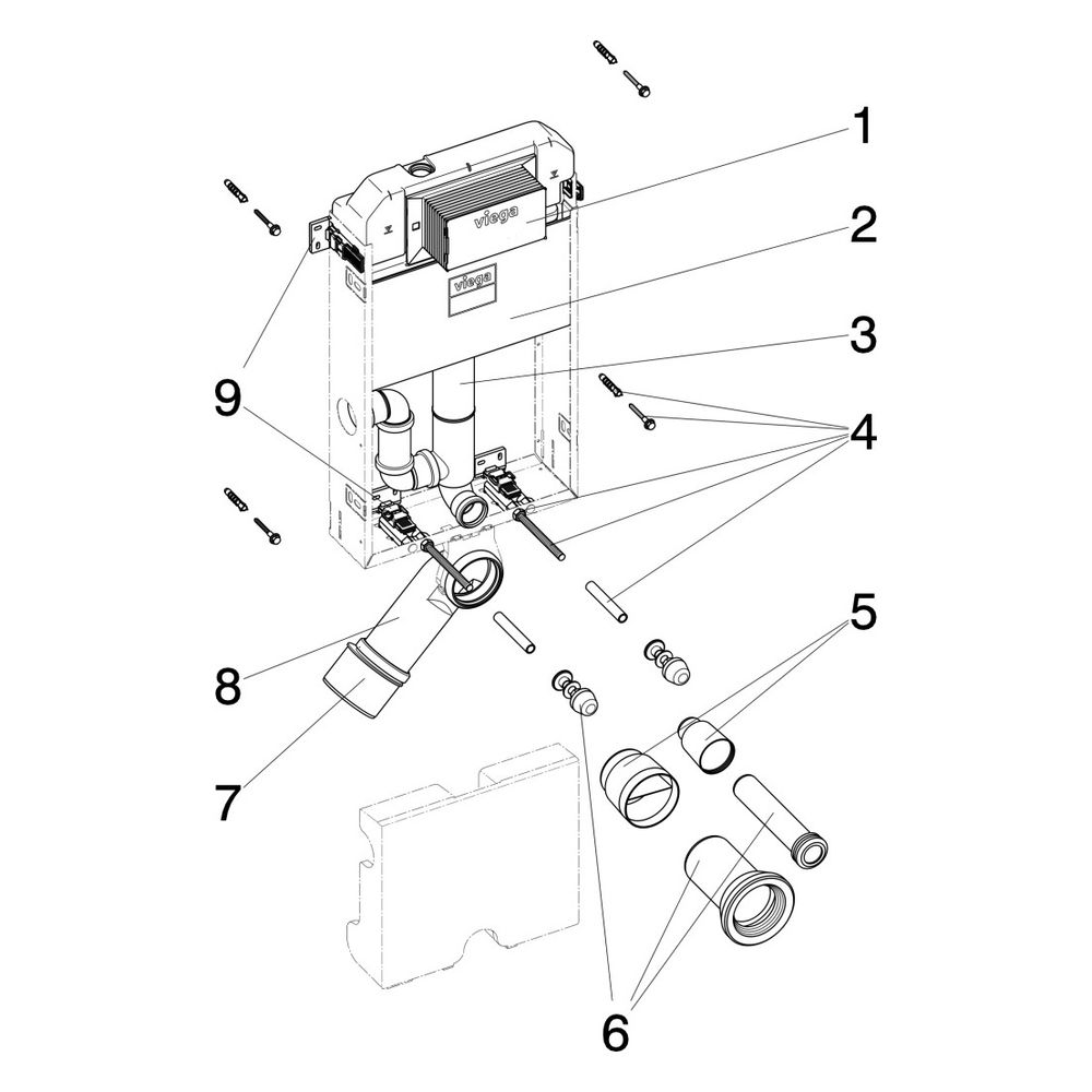 Viega WC Block 3H Prevista Pure 8512.31 in 1070 mm Stahl verzinkt... VIEGA-771959 4015211771959 (Abb. 4)