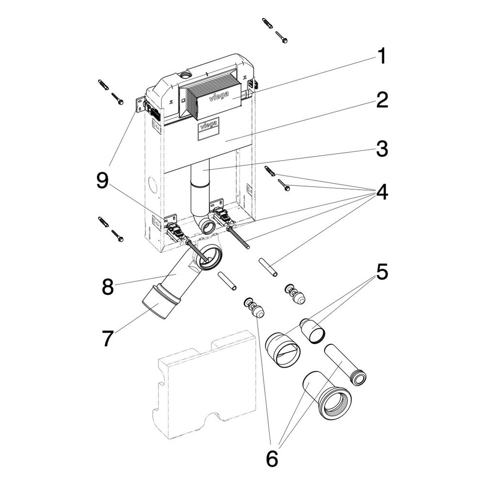 Viega WC Block 3H Prevista Pure 8512 in 1070 mm Stahl verzinkt... VIEGA-771928 4015211771928 (Abb. 4)