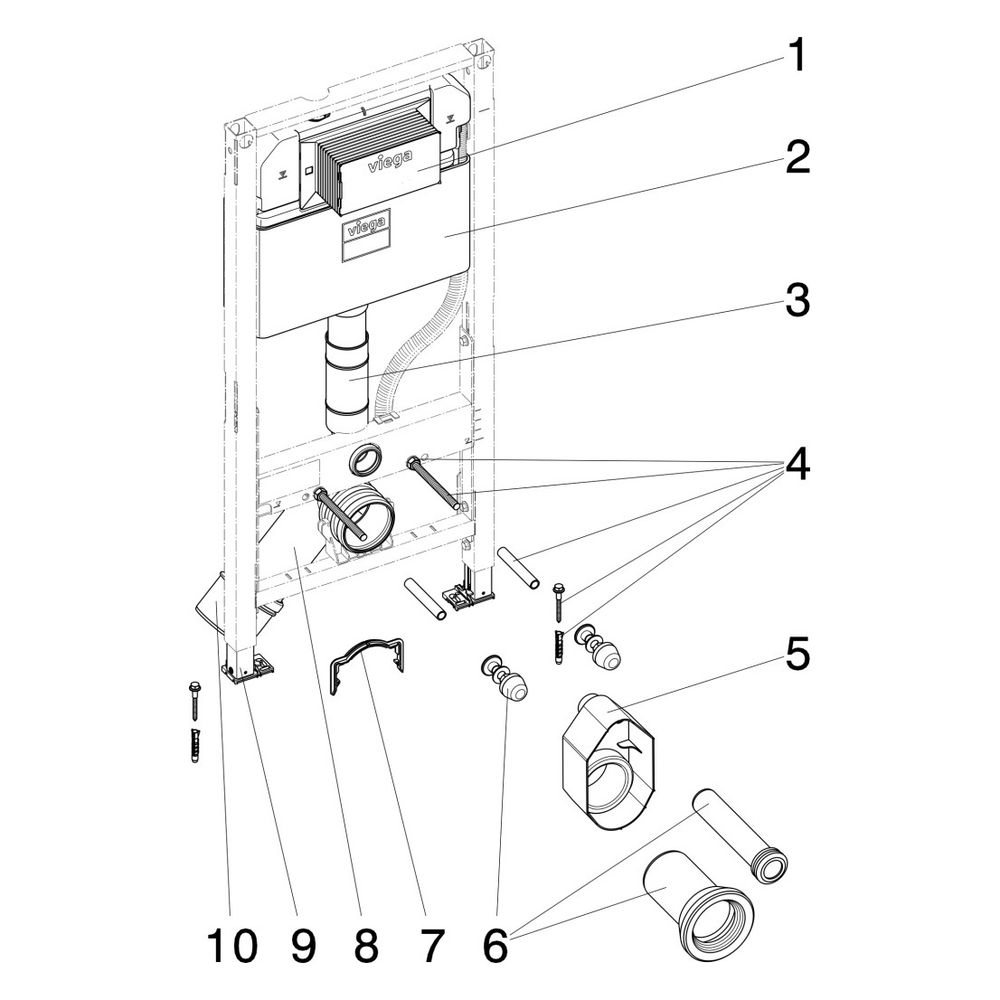 Viega Prevista Dry WC-Element 8521 mit Dusch-WC-Anschluss, 1120mm höhenverstellbar... VIEGA-771997 4015211771997 (Abb. 4)