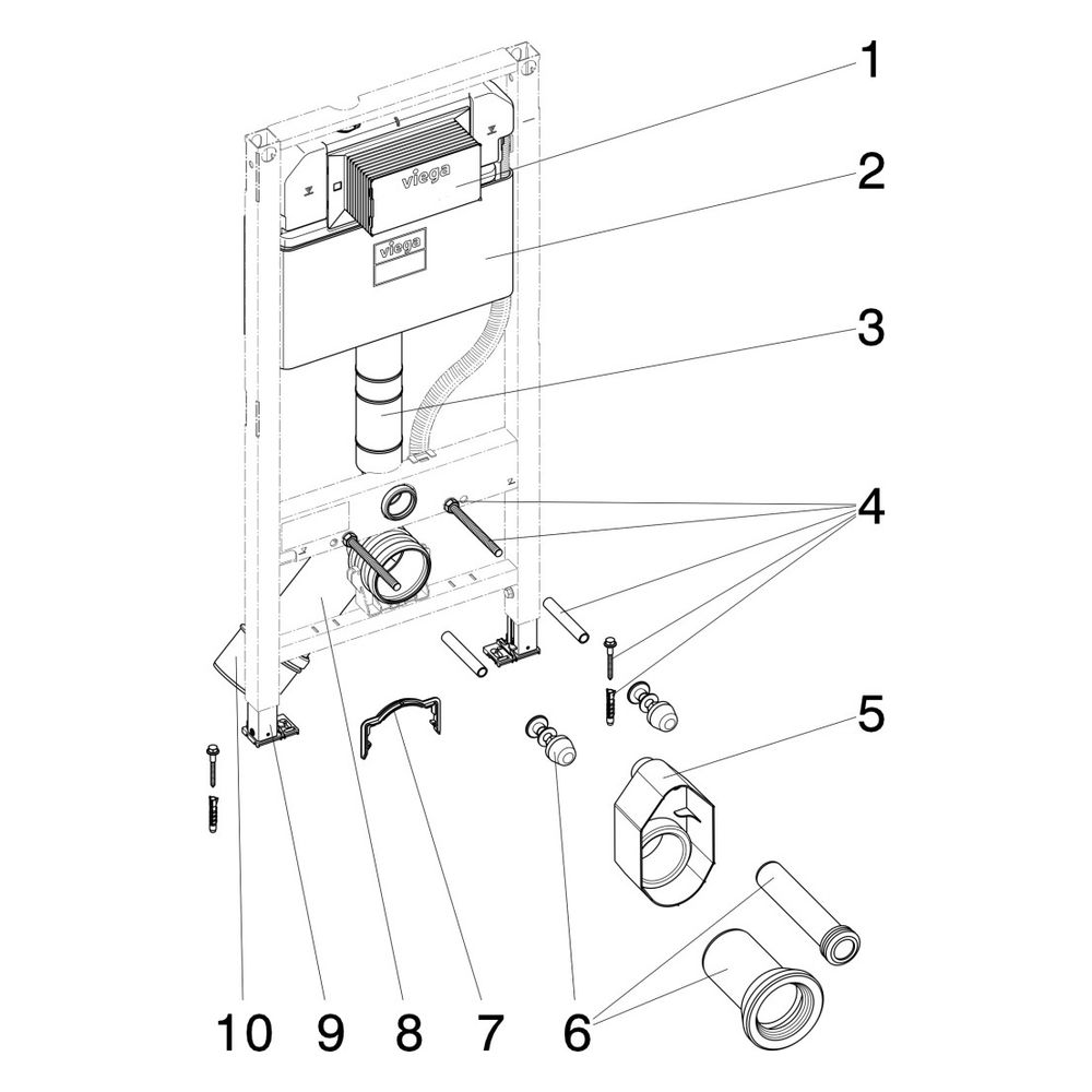 Viega Prevista Dry WC-Element 8522 mit Dusch-WC-Anschluss 1120mm... VIEGA-771980 4015211771980 (Abb. 4)