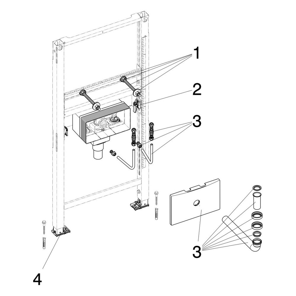 Viega Prevista Dry Waschtisch-Element 8535.33 für Wasch­tisch mit Einlocharmatur, 1120x50... VIEGA-776206 4015211776206 (Abb. 4)