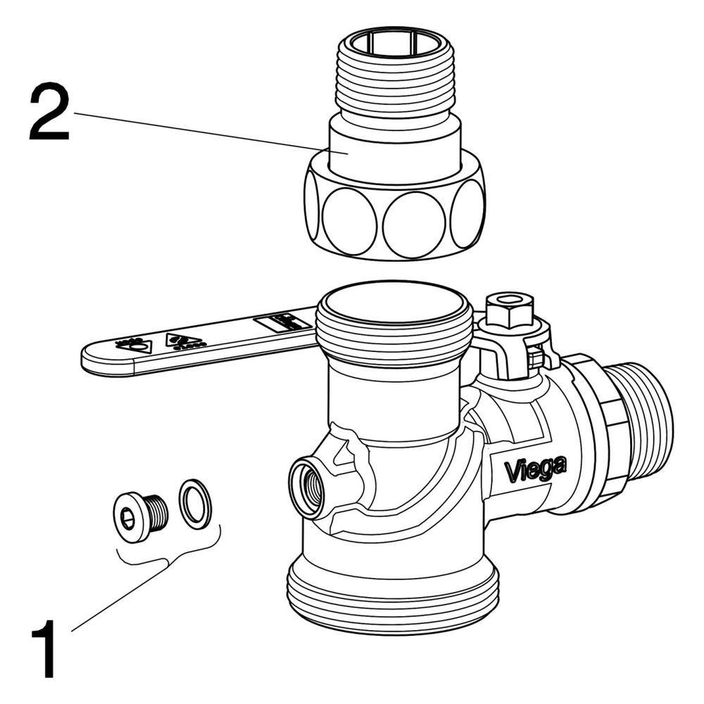 Viega Gaszähler-Kugeleckhahn G21111, R 1", Messing... VIEGA-525088 4015211525088 (Abb. 3)