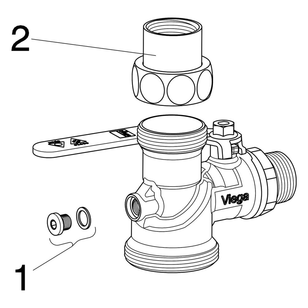 Viega Gaszähler-Kugeleckhahn G2111.2S in R1 x Rp1 x (2,5m3) Messing... VIEGA-618452 4015211618452 (Abb. 3)