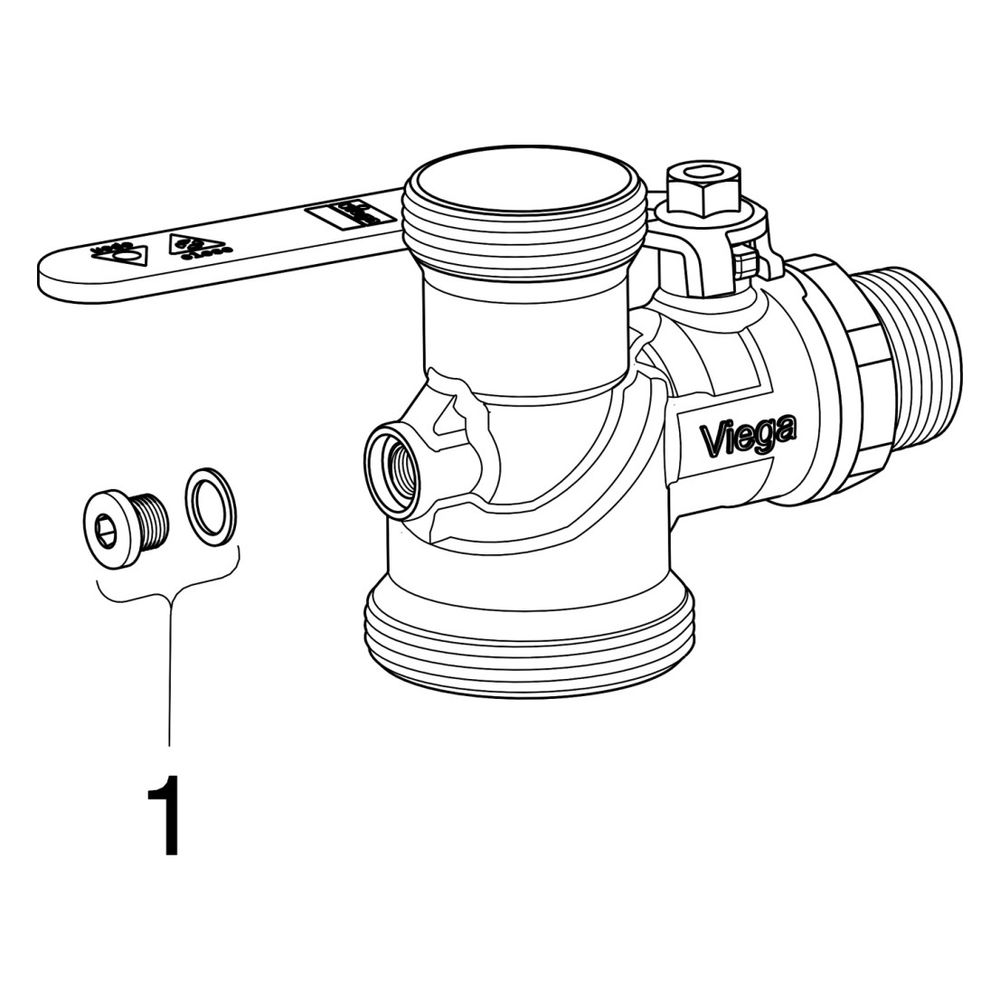 Viega Gaszähler-Kugeleckhahn für Einstutzengaszähler G21113, R 1" x Rp 1", Messing... VIEGA-529925 4015211529925 (Abb. 3)