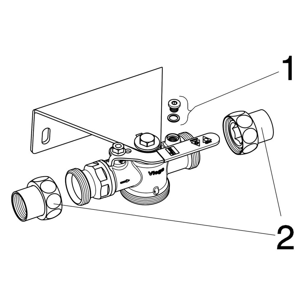 Viega Gaszähler-Kugeleckhahn für Einstutzengaszähler G21121, Rp 1", Messing... VIEGA-527983 4015211527983 (Abb. 3)