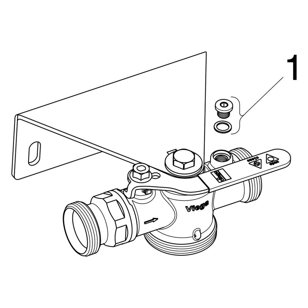 Viega Gaszähler-Kugelhahn für Einstutzengaszähler G2112.2, G 1 3/8", Messing... VIEGA-530051 4015211530051 (Abb. 3)