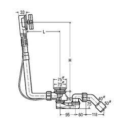 Viega Multiplex Ab- und Überlaufgarnitur 6163.45, DN 40/50, Bowdenzug-Länge 725mm, Länge/... VIEGA-138561 4015211138561 (Abb. 1)