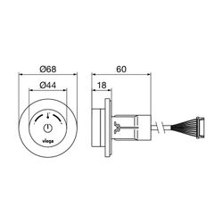 Viega Bedienelement Dusche 9121.4 für Nass- und Trockenbau, PC, Drehknopf Messing verchro... VIEGA-827830 4015211827830 (Abb. 1)