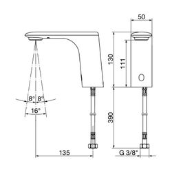 Viega AquaVip Waschtischarmatur elektronisch 9121.5, kalt, 135x50x130mm, Zink-Druckguss/K... VIEGA-828295 4015211828295 (Abb. 1)
